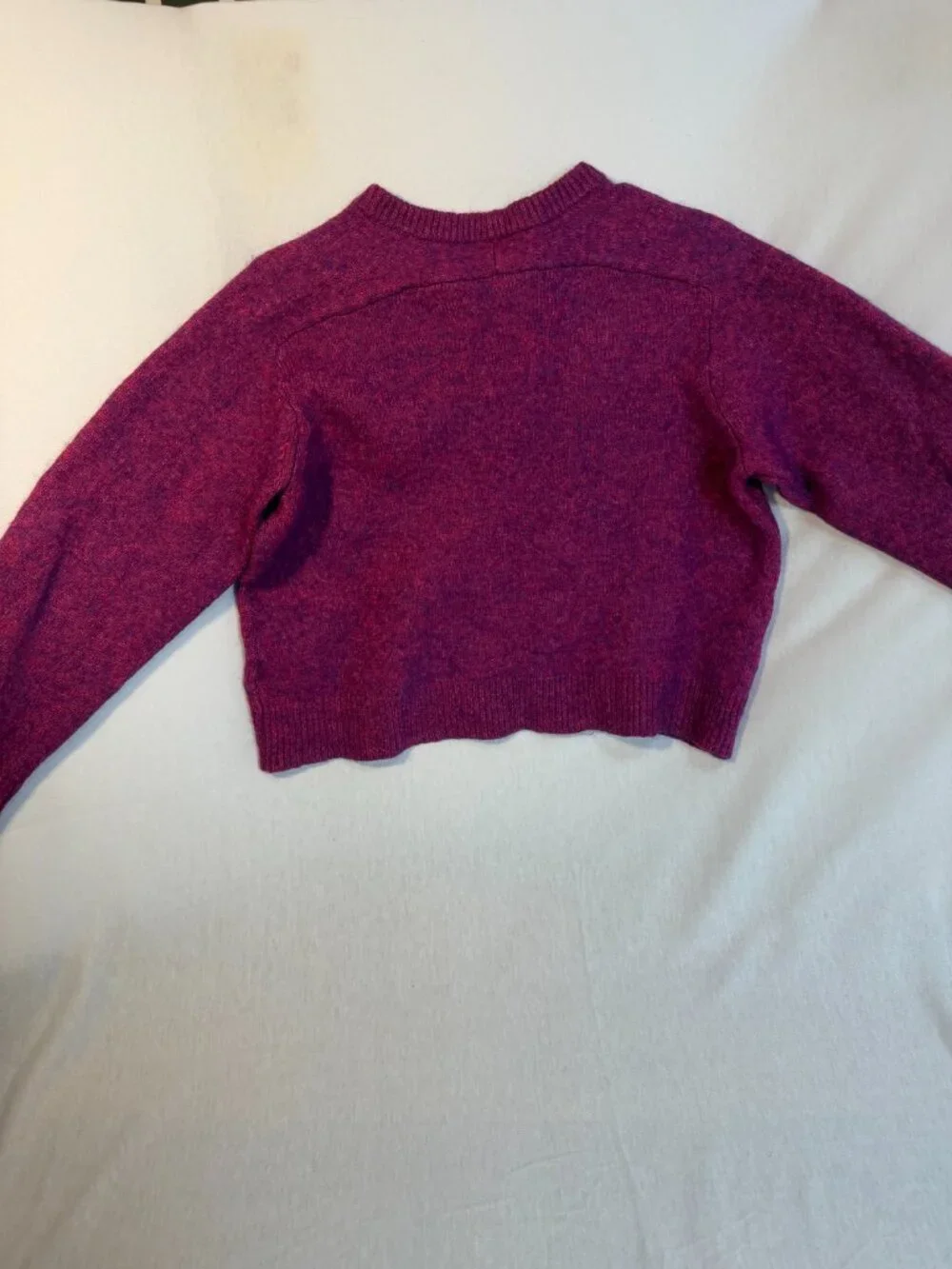 J.Crew Wool Blend Marled Space Dye Crewneck Sweater Purple Magenta Pink XL Cozy